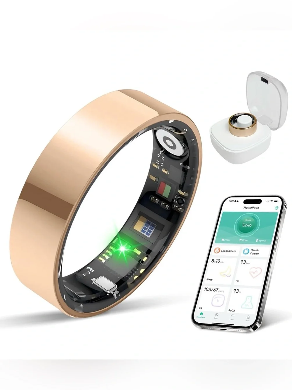 Smart Health Tracking Ring - Rose Gold Fitness Ring with App